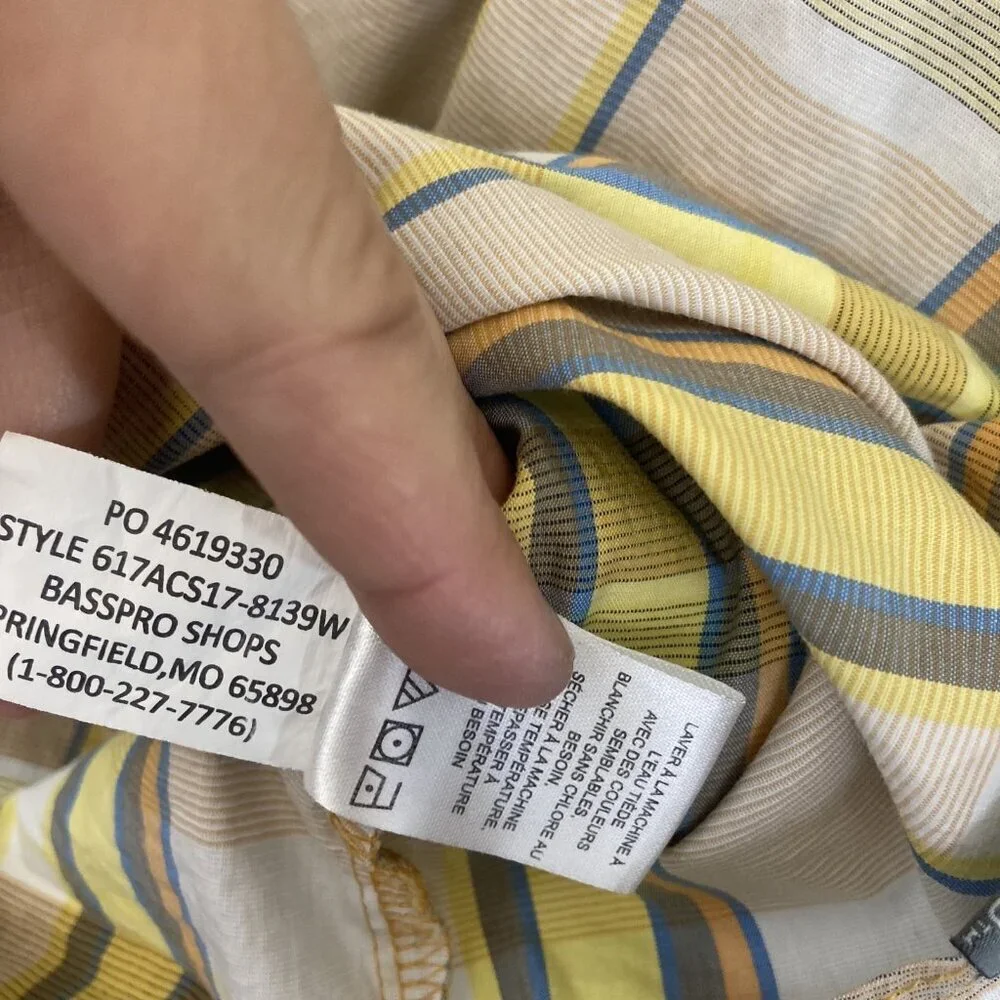 Ascend Snap Up Lightweight Shirt Mens 2XL Plaid Yellow Brown‎ Outdoor Pocket XXL